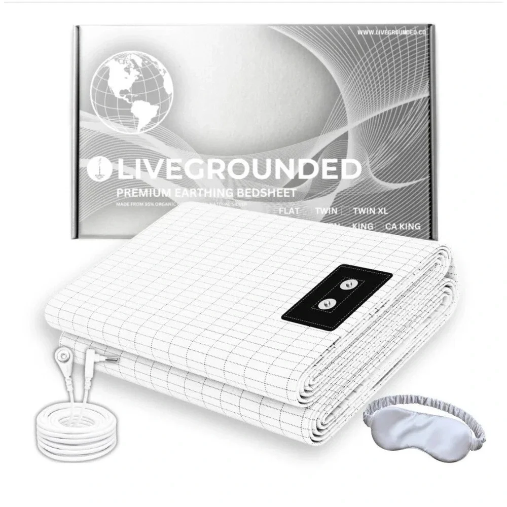 Grounding Sheet Fitted Cal King Size, Cotton Natural Silver Fiber, 72 x 83 x13
